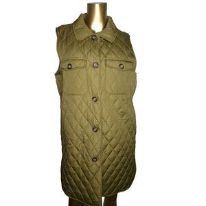 Marc New York Women's Olive Green Long Quilted Vest Size L